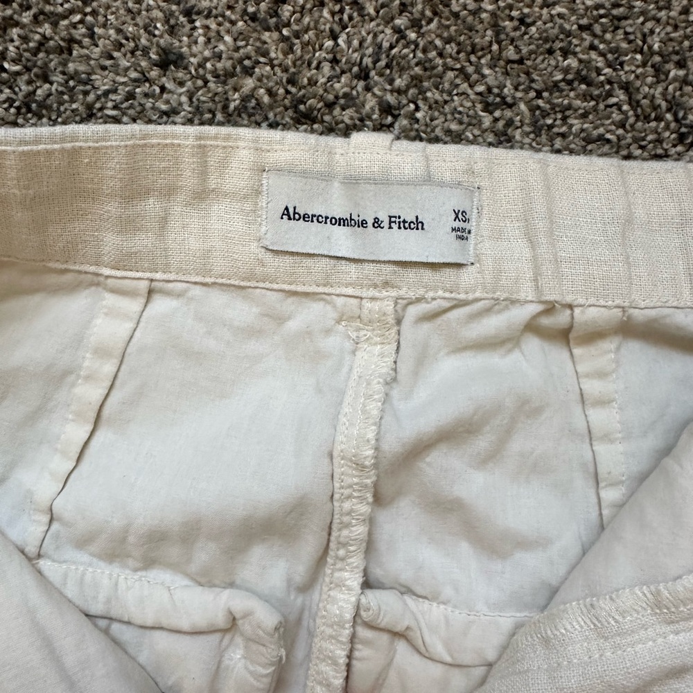 Abercrombie & Fitch Off-White Casual Linen Pants - Picture 2 of 4